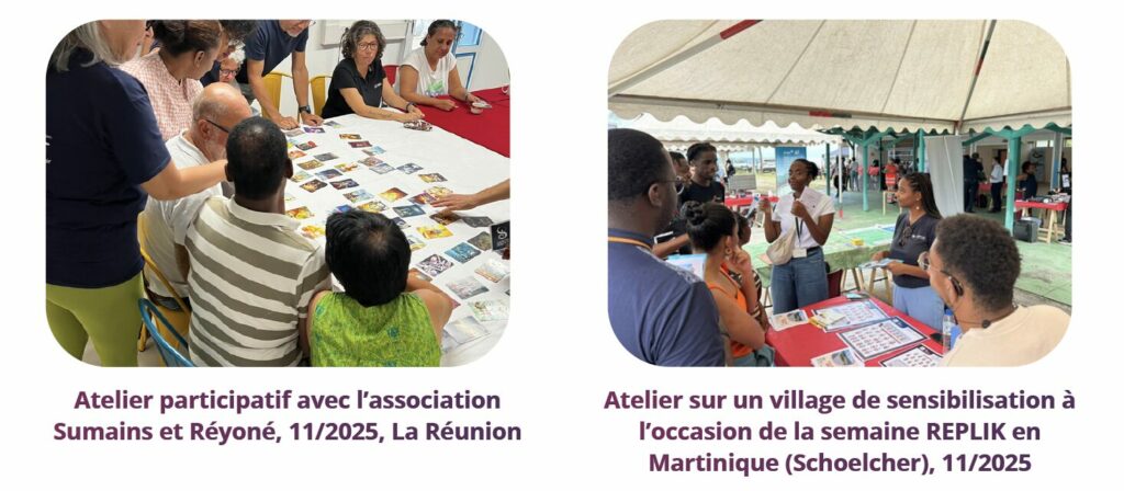 ateliers participatifs organisés à La Réunion et en Martinique avec différents publics en situation de handicap