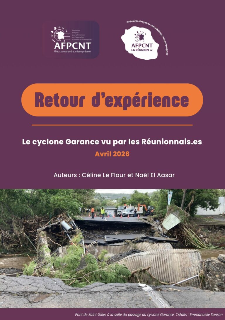 couverture du rapport retour experience cyclone garance reunion culture du risque afpcnt