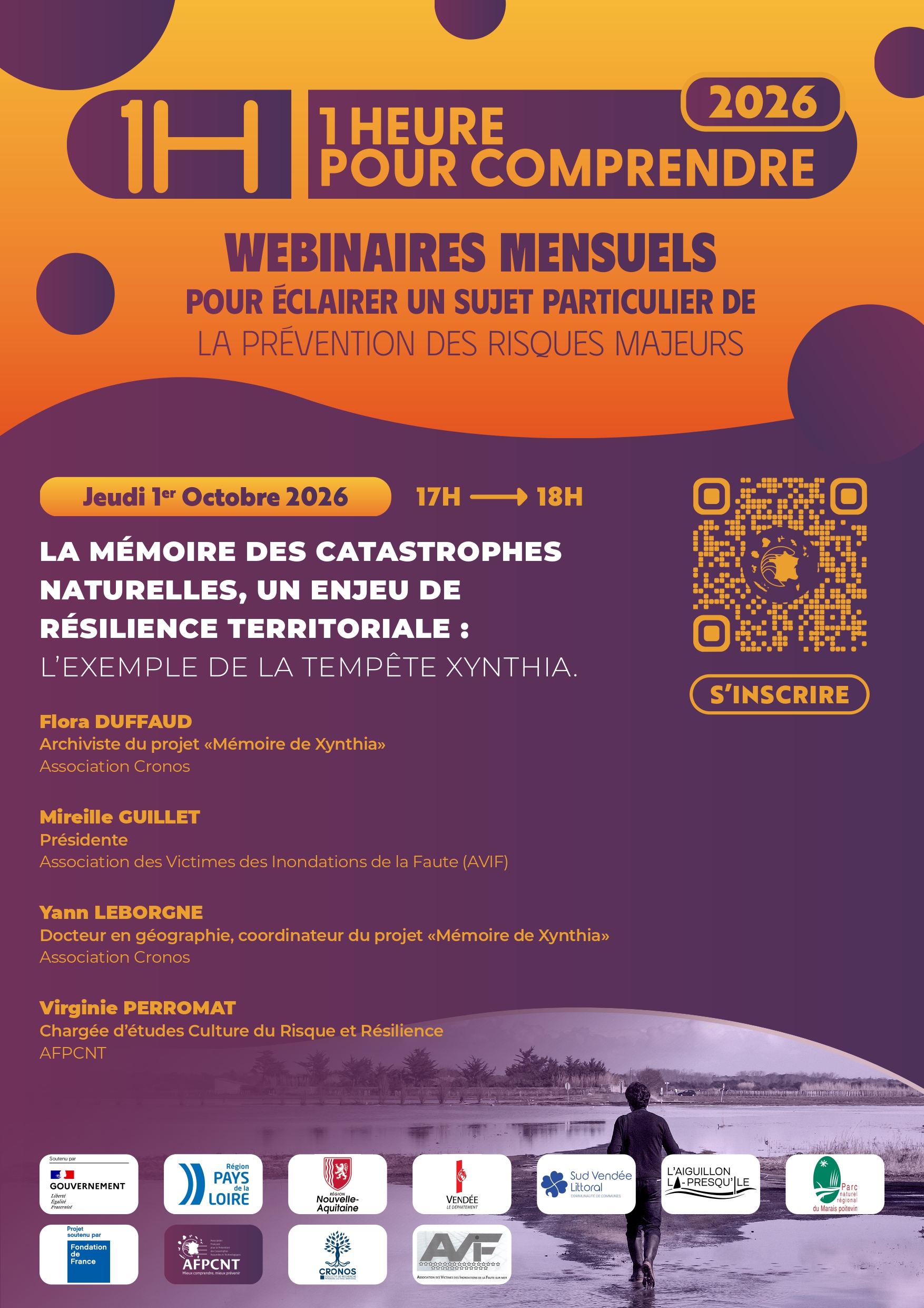 WEBINAIRE 1H POUR COMPRENDRE AFPCNT Octobre 2026 « La mémoire des catastrophes, un enjeu de résilience territoriale. L’exemple de la tempête Xynthia. »